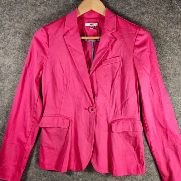 Papaya Jackets & Blazers - Papaya Hot Pink Button Front Blazer Jacket Women's Size Medium Classic Clueless